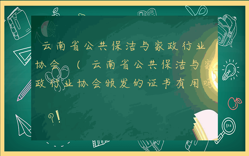 云南省公共保洁与家政行业协会 (云南省公共保洁与家政行业协会颁发的证书有用吗)